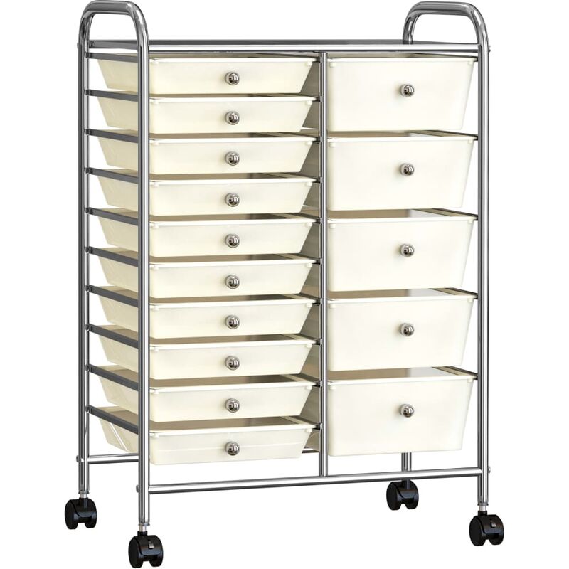

Carrito de almacenaje portatil XXL 15 cajones plastico blanco