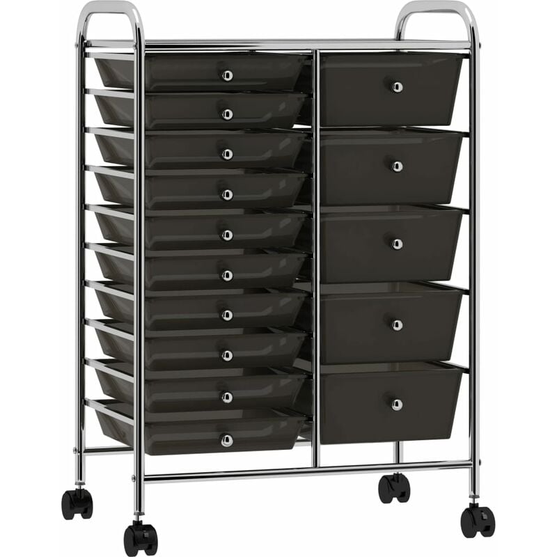 

Carrito de almacenaje portatil XXL 15 cajones plastico negro