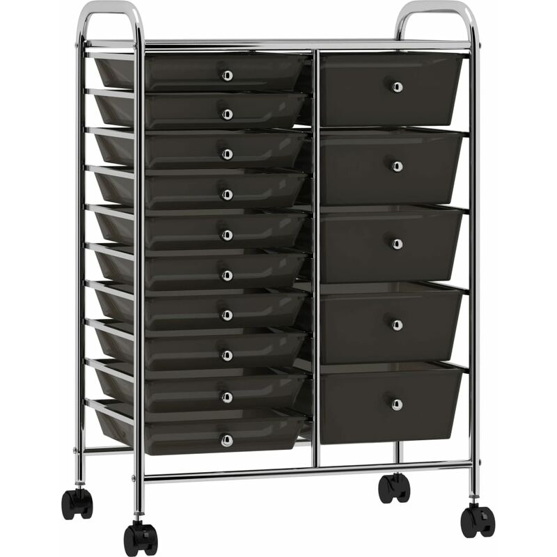 

Bh Design - Carrito de almacenaje portátil XXL 15 cajones plástico negro