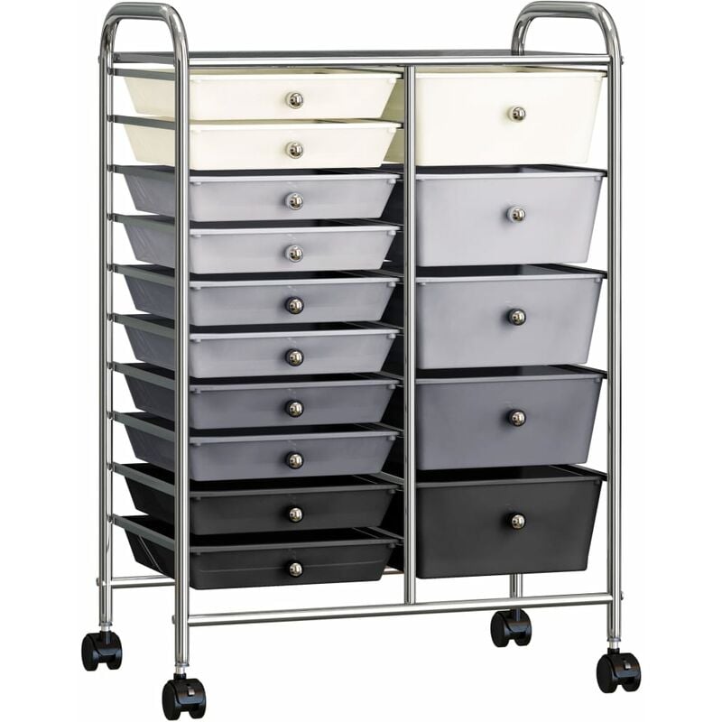 

Carrito de almacenaje portatil XXL 15 cajones plastico ombre
