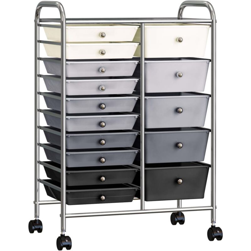 

vidaXL Carrito de almacenaje portátil XXL 15 cajones plástico ombre - Multicolor