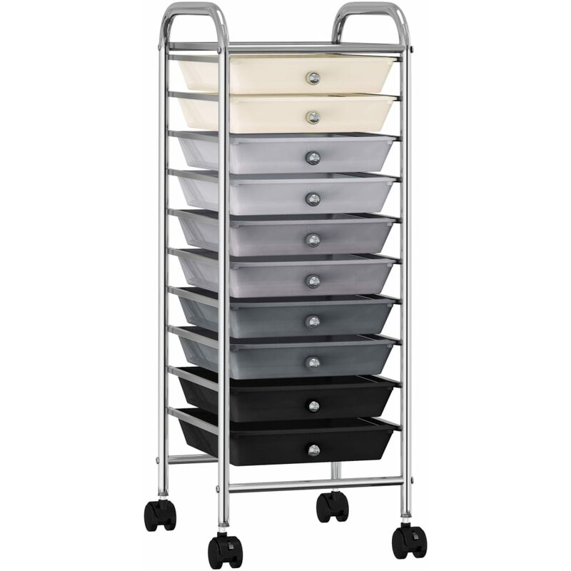 

Carrito de almacenaje portátil 10 cajones plástico ombre - Multicolor