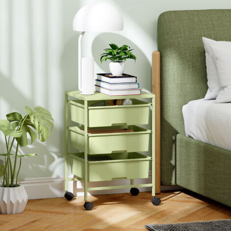 Carrito de Almacenamiento de 4 Niveles Carrito de Cocina con Ruedas 3 Cestas y Tablero 40,8x33,5x60,5 cm Verde