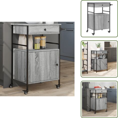 Carrito de almacenamiento - vidaXL Carrito de cocina madera ingeniería gris Sonoma 56x43x89,5 cm - Cocina vintage