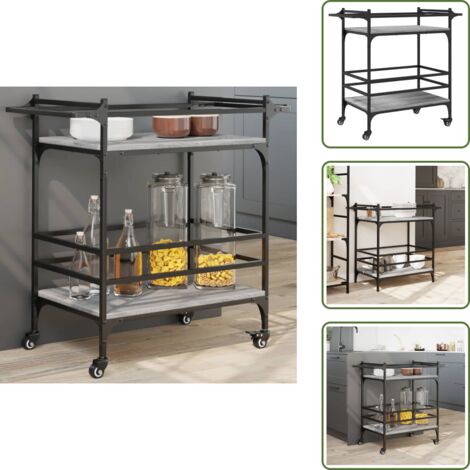 Carrito de almacenamiento - vidaXL Carrito de cocina madera ingeniería gris Sonoma 82x40x78,5 cm - Carrito de cocina madera