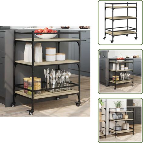 Carrito de almacenamiento - vidaXL Carrito de cocina madera ingeniería roble Sonoma 65x40x86,5 cm - Carrito de verduras
