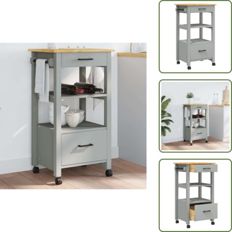 Carrito de almacenamiento - vidaXL Carrito de cocina MONZA madera maciza de pino 48x40x88,5 cm - Carrito de verduras