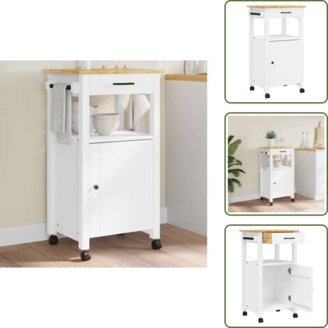 Carrito de almacenamiento - vidaXL Carrito de cocina MONZA madera maciza de pino 48x40x88,5 cm - Cocina moderna
