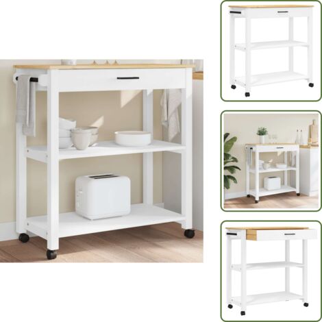 Carrito de almacenamiento - vidaXL Carrito de cocina MONZA madera maciza de pino 84x40x88,5 cm - Carrito de verduras
