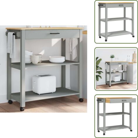 Carrito de almacenamiento - vidaXL Carrito de cocina MONZA madera maciza de pino 84x40x88,5 cm - Carrito de verduras