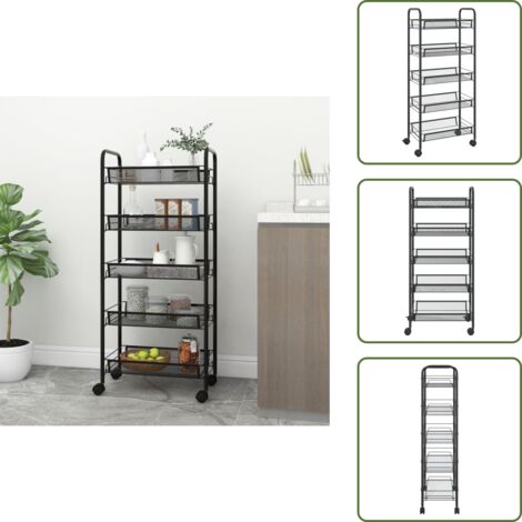 Carrito de baño - vidaXL Carrito de cocina 5 niveles hierro negro 46x26x105 cm - Carrito de cocina 5 niveles