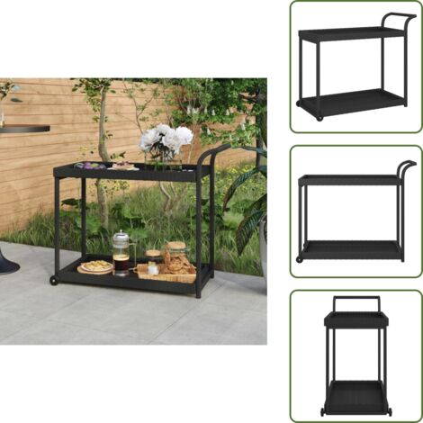 Carrito de bar ratán sintético - vidaXL Carrito de bar ratán sintético negro 100x45x83 cm - Carrito de patio