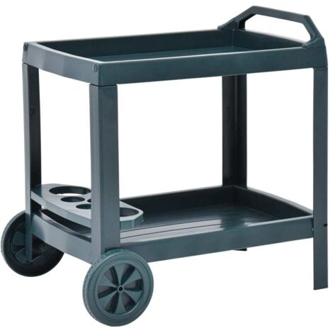 Carrito de bebidas plástico verde 69x53x72 cm