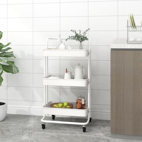 Carrito de cocina 3 niveles hierro y ABS blanco 42x35x85 cm vidaXL