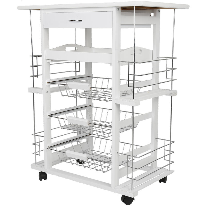 

Carrito de cocina|armario de cocina| para Verdulero carro cocina 5 Blanco 67*37*82cm