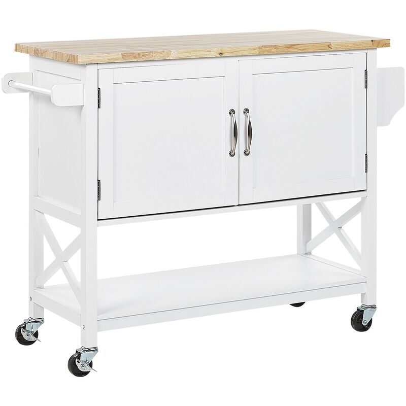 

Beliani - Carrito de cocina blanco MELE
