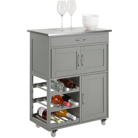 Carrito de Cocina Carrito de Servir con 3 Puertas y 1 cajón L67cmxH87cmxD38cm Gris FKW45-HG SoBuy ES