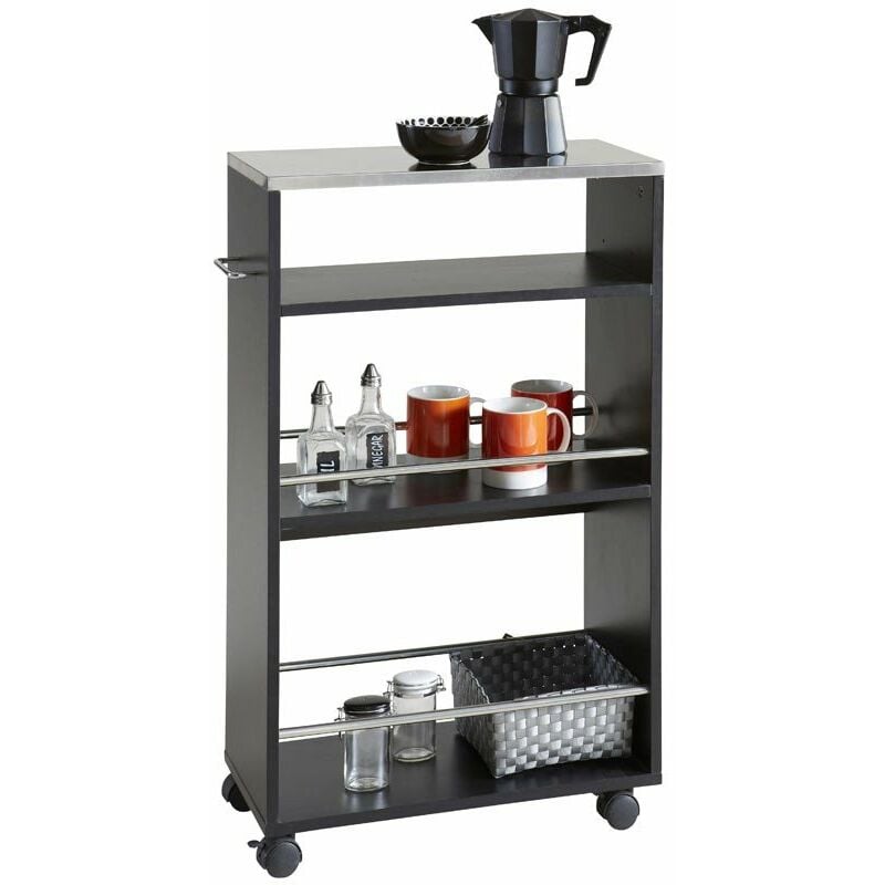 

Velocimuebles - Carrito de Cocina Coffee Mueble Auxiliar con Ruedas 83x50x24cm Color Negro Mate