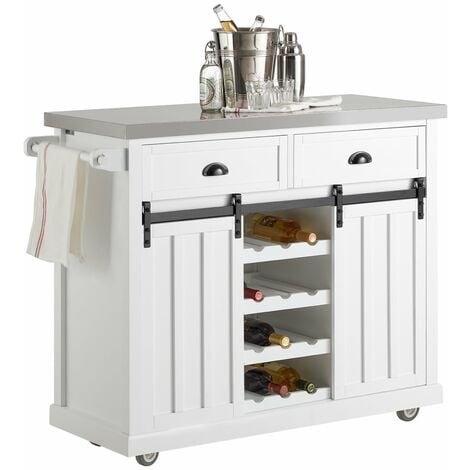 Carrito de Cocina con Ruedas Camarera con Tablero de Acero Inoxidable 60 x  92 x 44 cm Gris FKW22-HG SoBuy ES