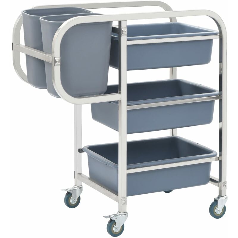 

Carrito de cocina con recipientes de plástico 87x43,5x92 cm - Plateado