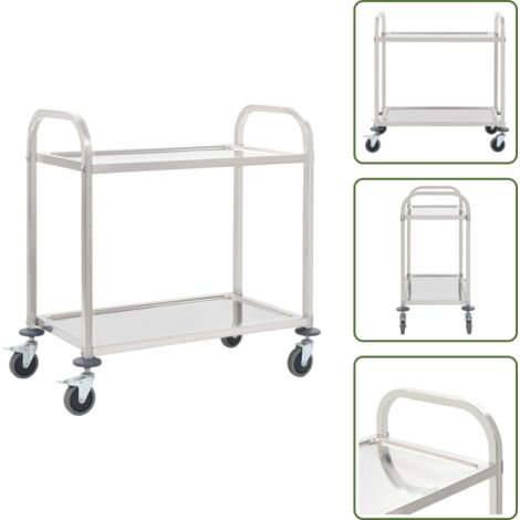 Carrito de cocina con ruedas - vidaXL Carrito de cocina de 2 alturas acero inoxidable 95x45x83,5 cm - Carrito de cocina con frenos