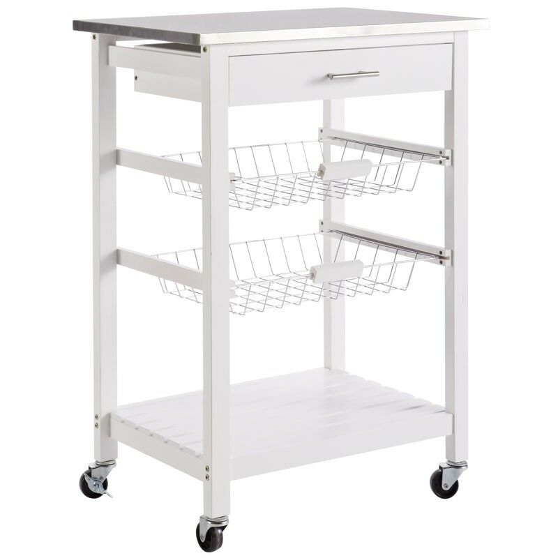 

Carrito de Cocina Cookies 1 Cajón y Ruedas Mueble Auxiliar 85x60x40 Cm Color Blanco Mate