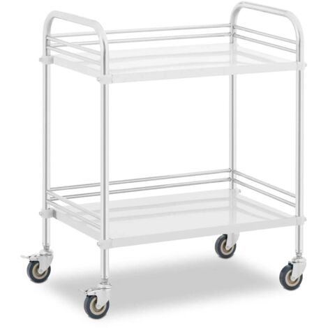 Carrito de cocina de acero inoxidable con 2 estantes 63 x 40 x 125 cm 20 kg acero inoxidable plateado 140008630