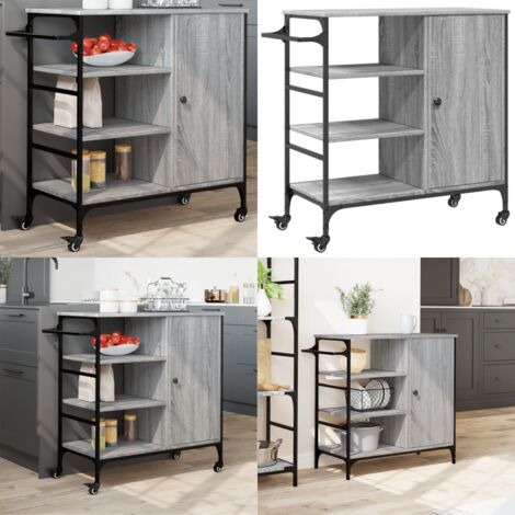 Carrito de cocina de madera gris Sonoma 87,5x38,5x84,5 cm - Cocina organizada - Almacenamiento de cocina