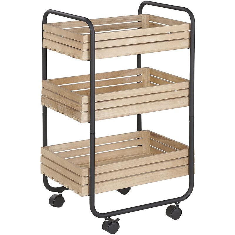 

Beliani - Carrito de cocina madera clara/negro FORMIA