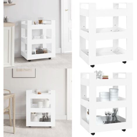 Carrito de cocina madera contrachapada blanco 60x45x80 cm - Cocina organizada - Almacenamiento de cocina
