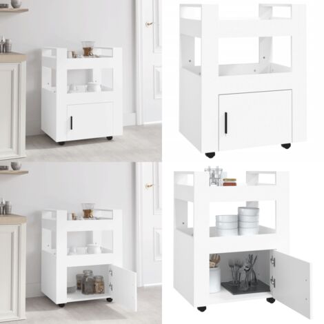 Carrito de cocina madera contrachapada blanco 60x45x80 cm - Cocina organizada - Almacenamiento de cocina