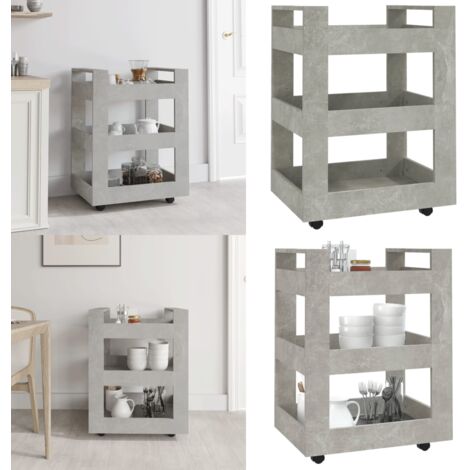 Carrito de cocina madera contrachapada gris hormigón 60x45x80cm - Cocina organizada - Almacenamiento de cocina