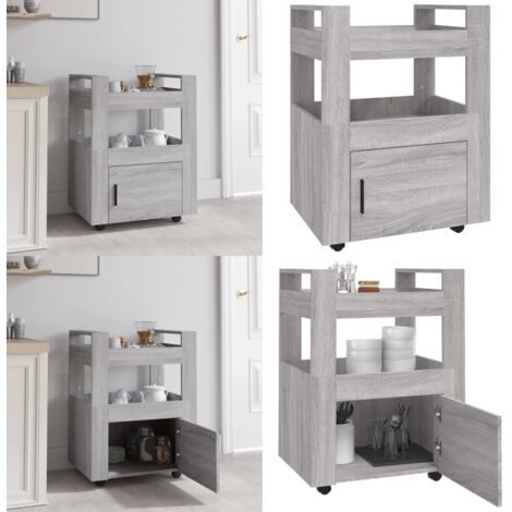 Carrito de cocina madera contrachapada gris Sonoma 60x45x80 cm - Cocina organizada - Almacenamiento de cocina