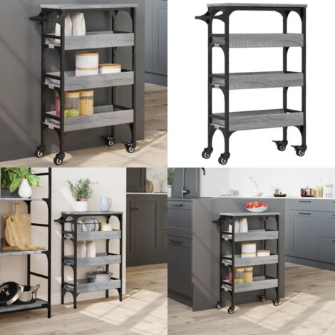 Carrito de cocina madera de ingeniería gris Sonoma 53x20x76 cm - Cocina organizada - Almacenamiento de cocina