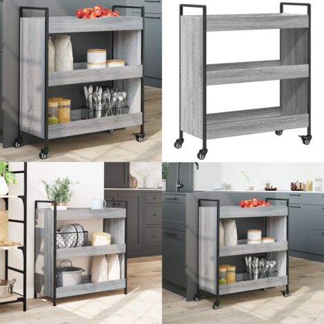 Carrito de cocina madera de ingeniería gris Sonoma 70x30x82 cm - Cocina organizada - Almacenamiento de cocina