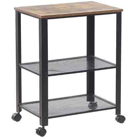 Carrito de cocina madera de pino marco negro 40 x 50 x 86 cm 3 estantes cajón para cubiertos botellero con ruedas Bolzano