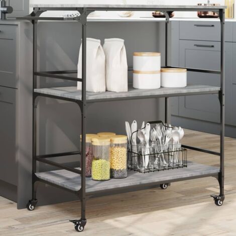 Carrito de cocina madera ingeniería gris Sonoma 100,5x50x105 cm vidaXL