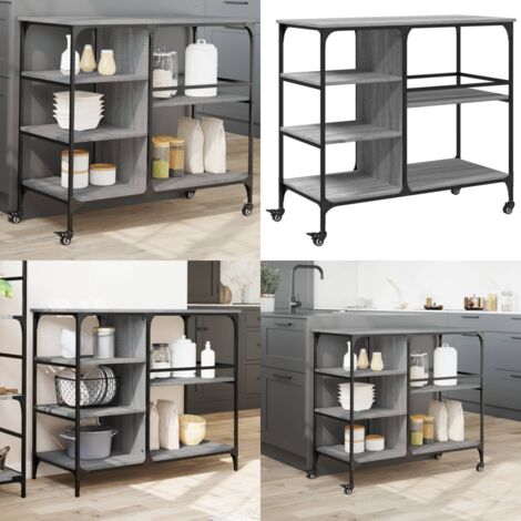 Carrito de cocina madera ingeniería gris Sonoma 100x45x89,5 cm - Cocina organizada - Almacenamiento de cocina