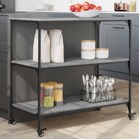 Carrito de cocina madera ingeniería gris Sonoma 102x50x95 cm vidaXL