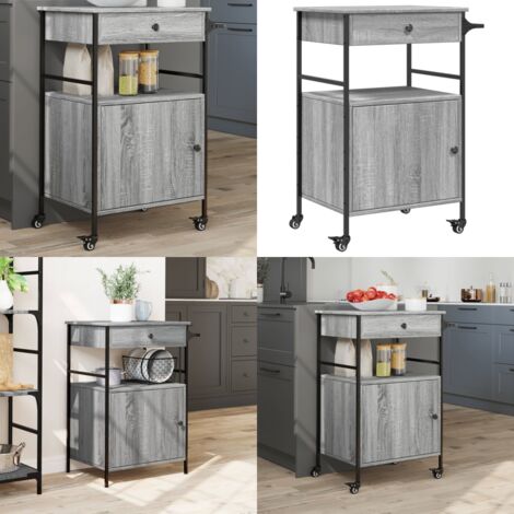 Carrito de cocina madera ingeniería gris Sonoma 56x43x89,5 cm - Cocina organizada - Almacenamiento de cocina