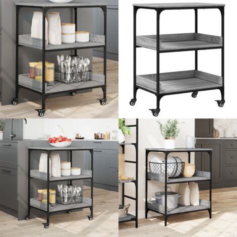 Carrito de cocina madera ingeniería gris Sonoma 60x41x80,5 cm - Cocina organizada - Almacenamiento de alimentos