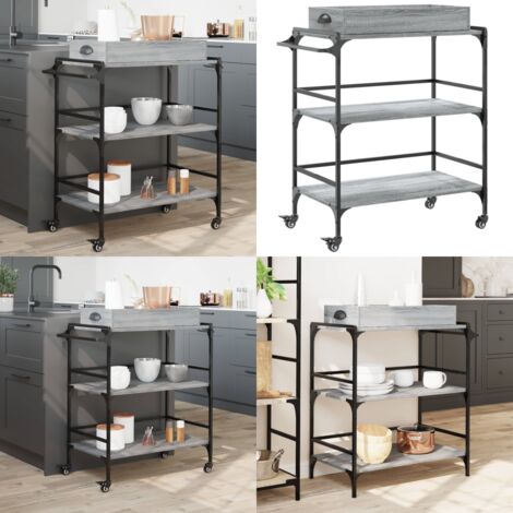 Carrito de cocina madera ingeniería gris Sonoma 81,5x41x92,5 cm - Cocina - Almacenamiento