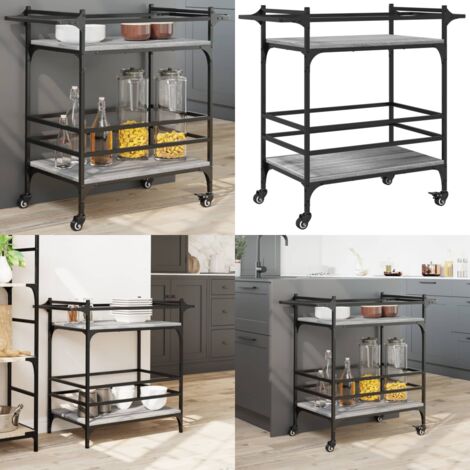 Carrito de cocina madera ingeniería gris Sonoma 82x40x78,5 cm - Cocina organizada - Almacenamiento de cocina