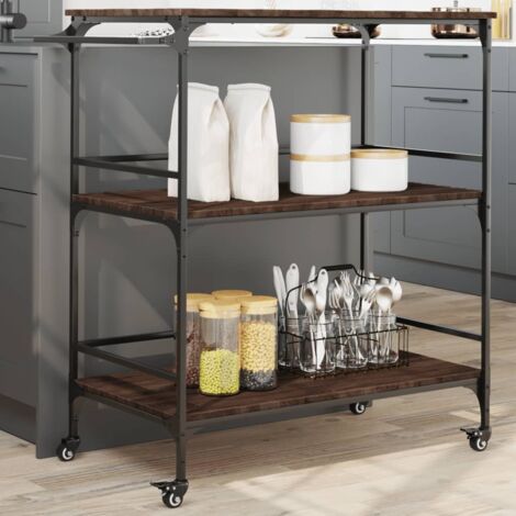 Carrito de cocina madera ingeniería marrón roble 100,5x50x105cm vidaXL