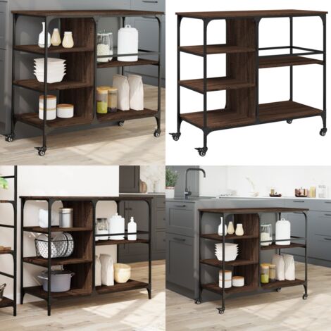Carrito de cocina madera ingeniería marrón roble 100x45x89,5 cm - Cocina organizada - Almacenamiento de alimentos