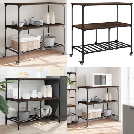Carrito de cocina madera ingeniería marrón roble 100x50x95 cm - Cocina organizada - Almacenamiento de alimentos