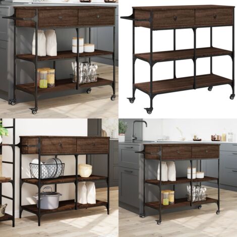 Carrito de cocina madera ingeniería marrón roble 105x42x95 cm - Cocina - Almacenamiento