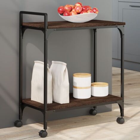 Carrito de cocina madera ingeniería marrón roble 60,5x31x72,5cm vidaXL