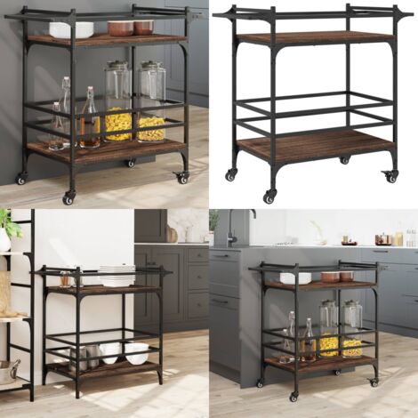 Carrito de cocina madera ingeniería marrón roble 82x40x78,5 cm - Cocina organizada - Almacenamiento de cocina