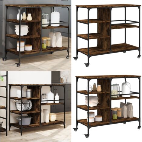 Carrito de cocina madera ingeniería roble ahumado 100x45x89,5cm - Cocina organizada - Almacenamiento en cocina